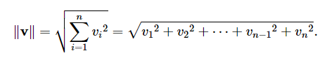 Magnitude of a vector of arbitrary dimension